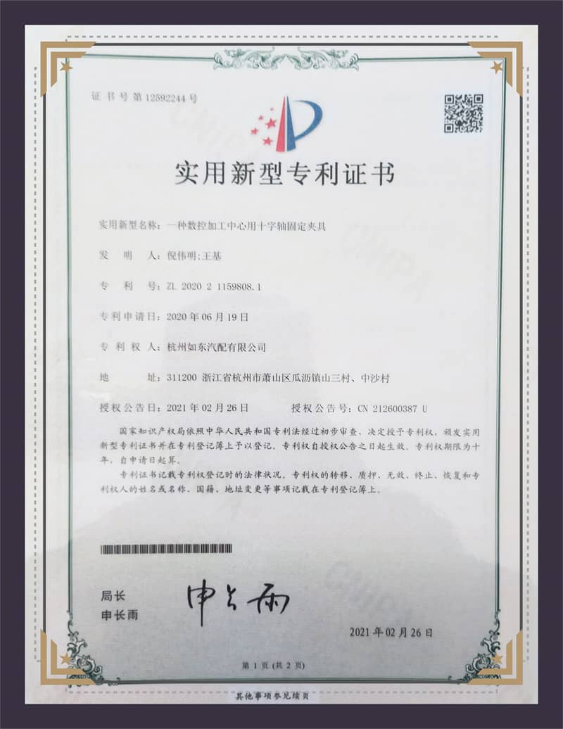 Patentový certifikát úžitkového vzoru